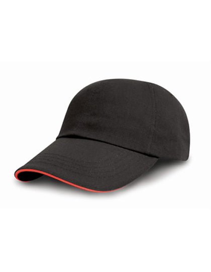 Brushed Cotton Decorators Cap With Sandwich Peak in Black, Größe One Size