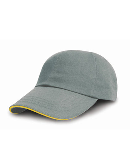 Brushed Cotton Decorators Cap With Sandwich Peak in Heather Grey, Größe One Size