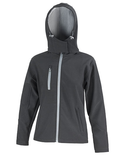 Women´s TX Performance Hooded Soft Shell Jacket in Black, Größe XXL