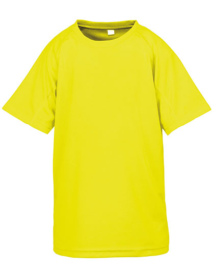 Junior Performance Aircool Tee in Fluorescent Yellow, Größe L (9-10)