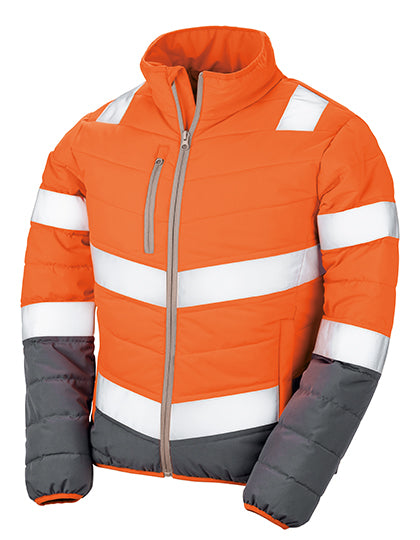 Women´s Soft Padded Safety Jacket in Fluorescent Orange, Größe XL