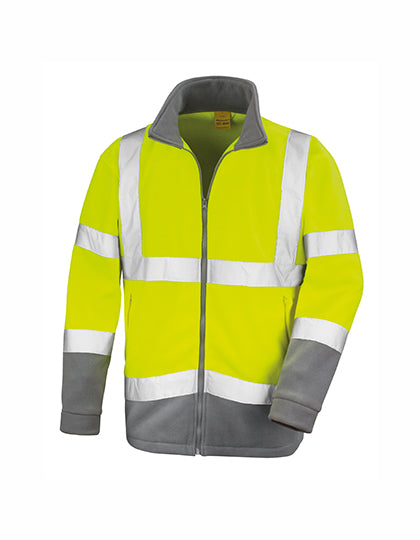Safety Microfleece Jacket in Fluorescent Yellow, Größe 4XL