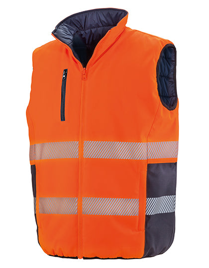 Reversible Soft Padded Safety Gilet in Fluorescent Orange, Größe 4XL