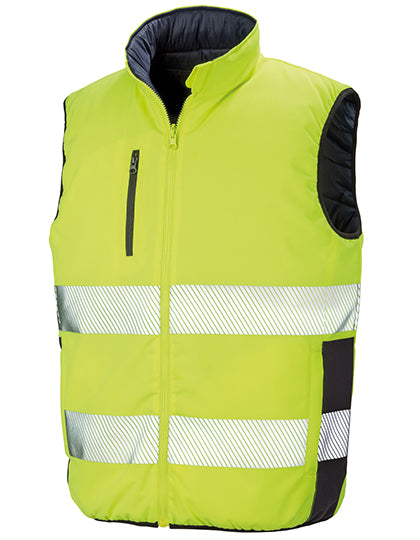 Reversible Soft Padded Safety Gilet in Fluorescent Yellow, Größe 4XL