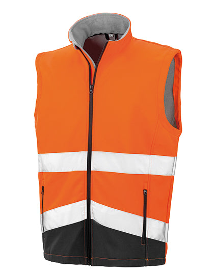Printable Safety Softshell Gilet in Fluorescent Orange, Größe 4XL