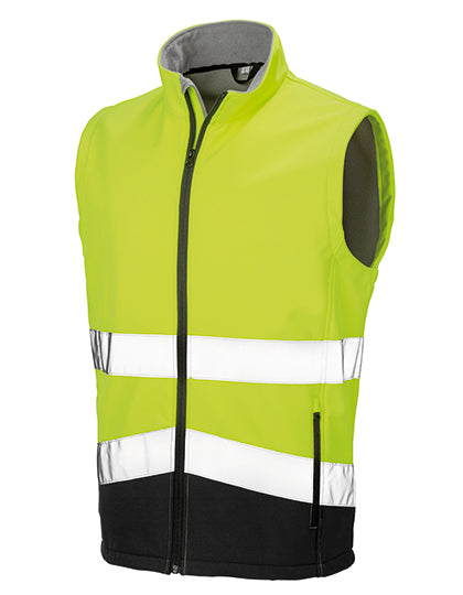 Printable Safety Softshell Gilet in Fluorescent Yellow, Größe 4XL