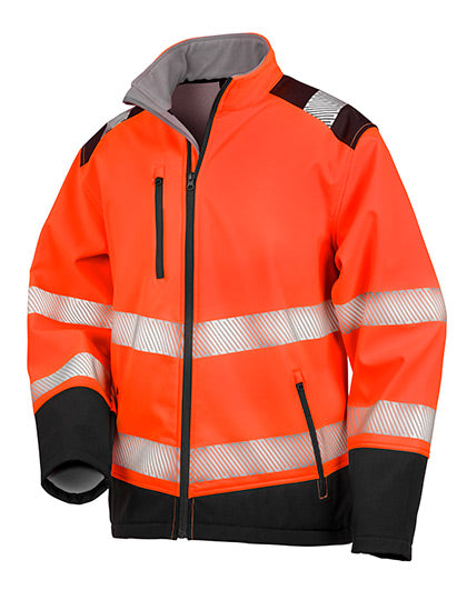 Printable Ripstop Safety Softshell Jacket in Fluorescent Orange, Größe 4XL