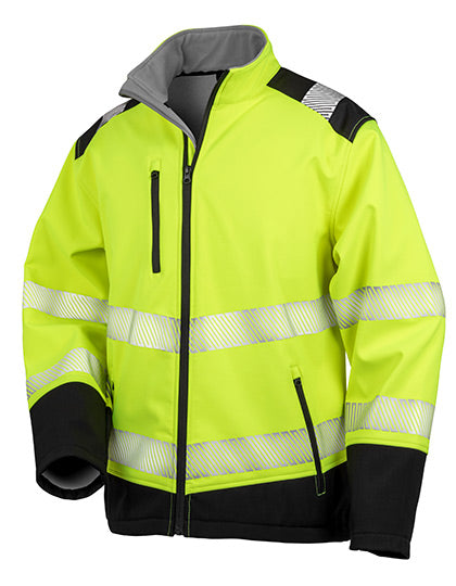 Printable Ripstop Safety Softshell Jacket in Fluorescent Yellow, Größe 4XL