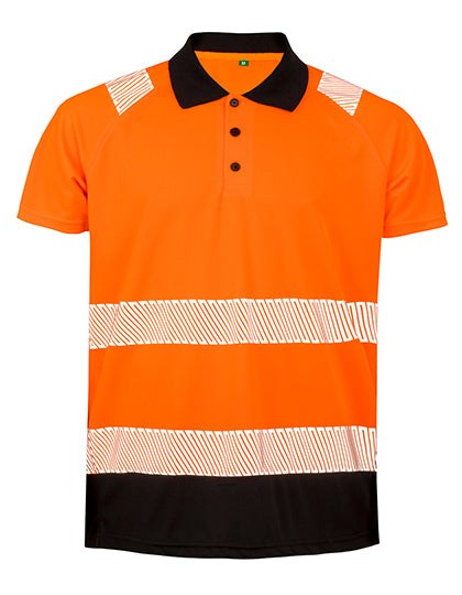 Recycled Safety Polo Shirt in Fluorescent Orange, Größe 4XL/5XL