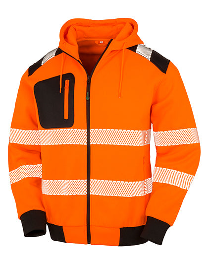 Recycled Zipped Safety Hoody in Fluorescent Orange, Größe 4XL