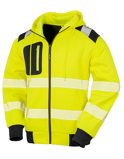 Recycled Zipped Safety Hoody in Fluorescent Yellow, Größe 4XL