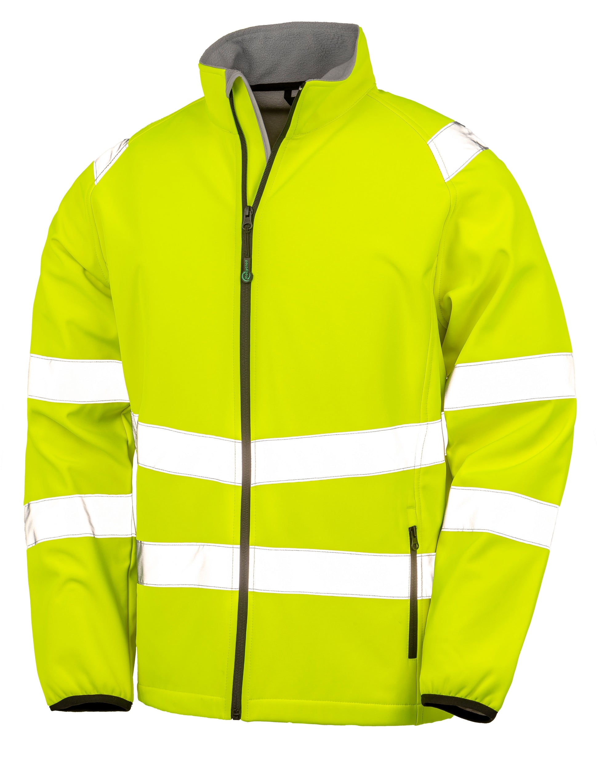 Recycled Printable Safety Softshell Jacket in Fluorescent Yellow, Größe 4XL
