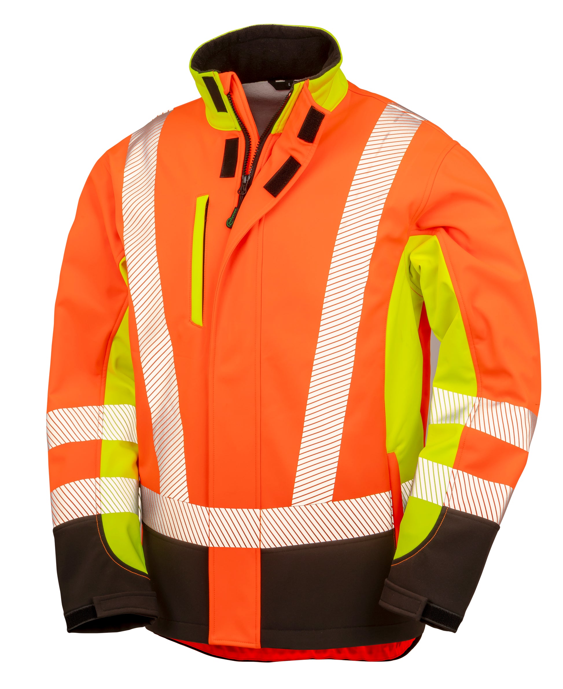 Recycled 3-Layer Printable 3-Tone Safety Softshell Jacket in Fluorescent Yellow, Größe 4XL