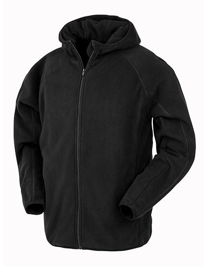 Recycled Hooded Microfleece Jacket in Black, Größe 3XL