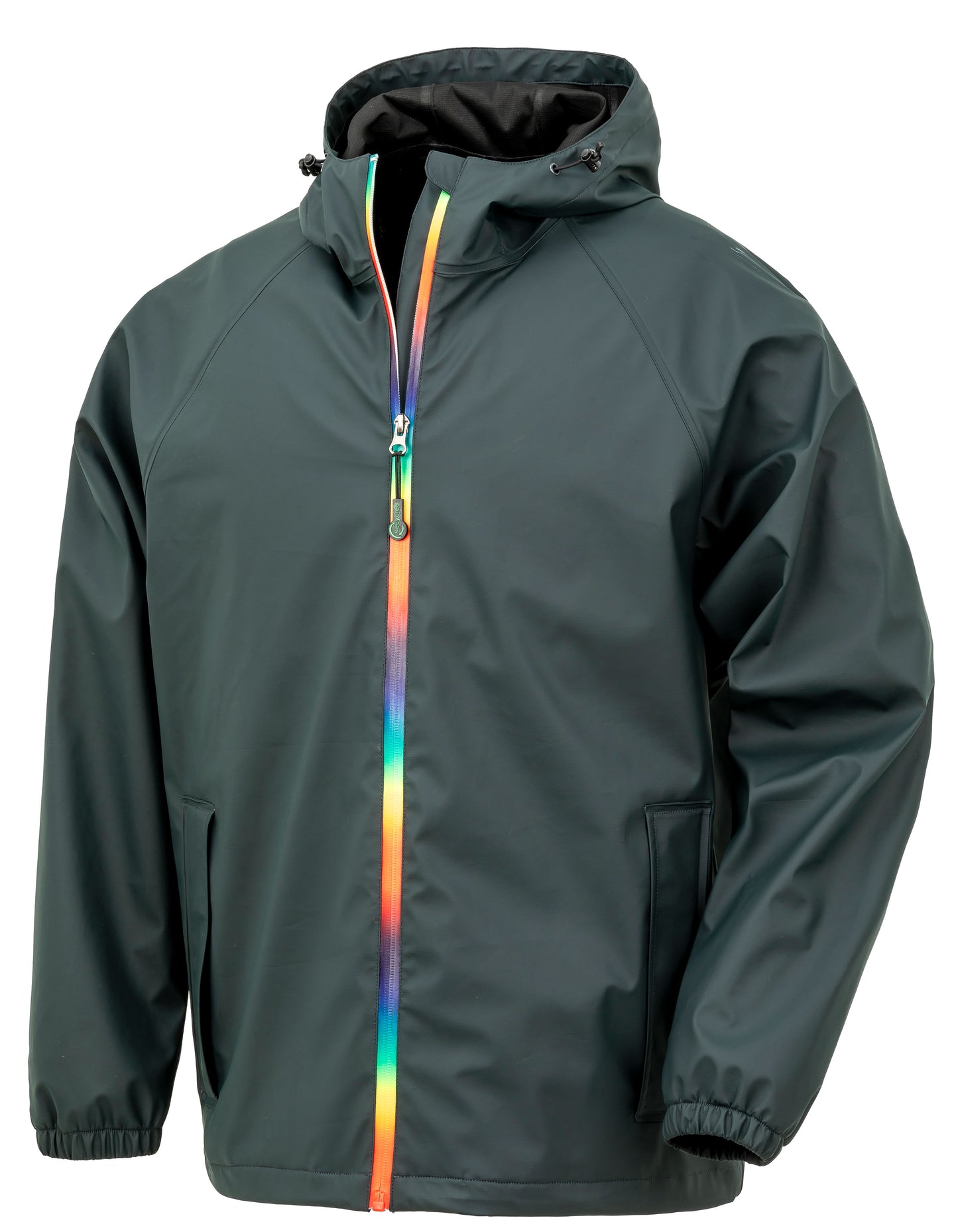 Rainbow Prism PU Waterproof Jacket With Recycled Backing in Black Olive, Größe 4XL