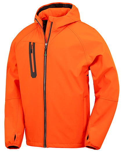3-Layer Recycled Printable Hooded Casual Softshell Jacket in Orange, Größe 4XL