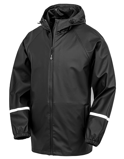 Prism PU Waterproof Jacket with Reflective Bands & Recycled Backing in Black, Größe 4XL