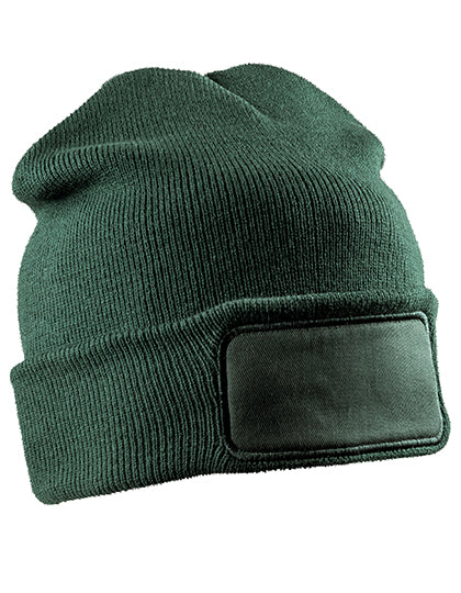 Recycled Double Knit Printers Beanie in Bottle Green, Größe One Size