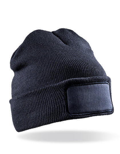 Recycled Double Knit Printers Beanie in Navy, Größe One Size