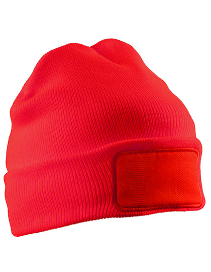 Recycled Double Knit Printers Beanie in Red, Größe One Size