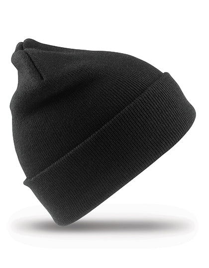 Recycled Woolly Ski Hat in Black, Größe One Size
