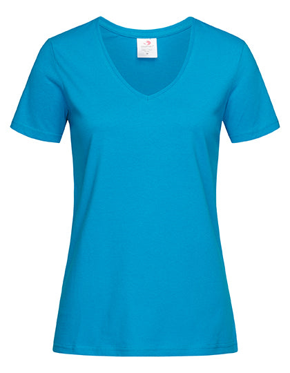 Classic-T V-Neck Women in Ocean Blue, Größe XL