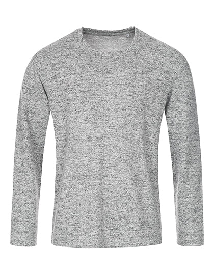 Knit Long Sleeve Sweater in Light Grey Melange, Größe XXL