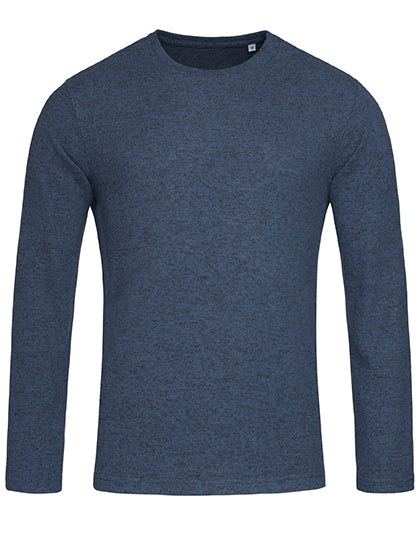 Knit Long Sleeve Sweater in Marina Blue Melange, Größe XXL