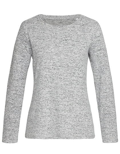 Knit Long Sleeve Sweater Women in Light Grey Melange, Größe XL