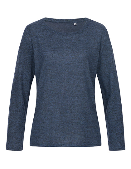 Knit Long Sleeve Sweater Women in Marina Blue Melange, Größe XL