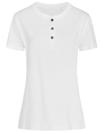 Sharon Henley T-Shirt Women in White, Größe XL