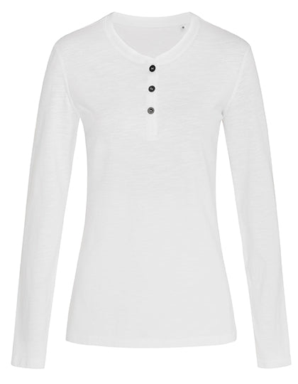 Sharon Henley Long Sleeve Women in White, Größe XL