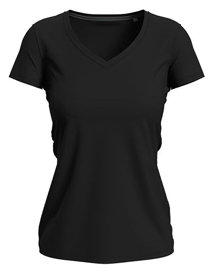 Stretch-T V-Neck Women in Black Opal, Größe XXL