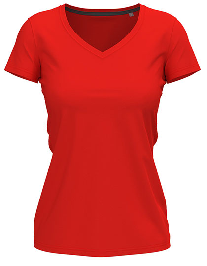 Stretch-T V-Neck Women in Scarlet Red, Größe XXL