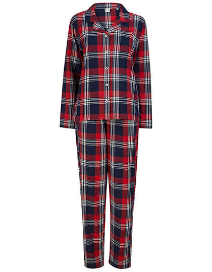 Women´s Tartan Lounge Set in Red-Navy Check, Größe XXL