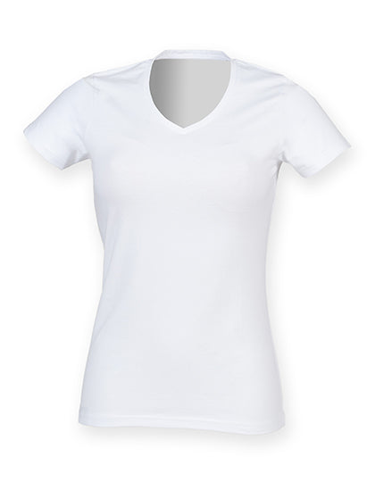 Women´s Feel Good Stretch V-Neck T in White, Größe XXL