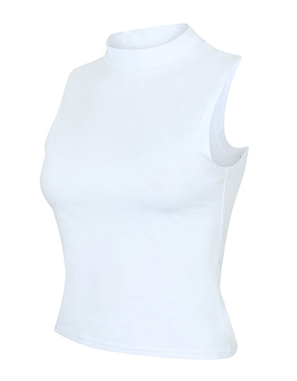 Women´s High Neck Crop Vest in White, Größe L