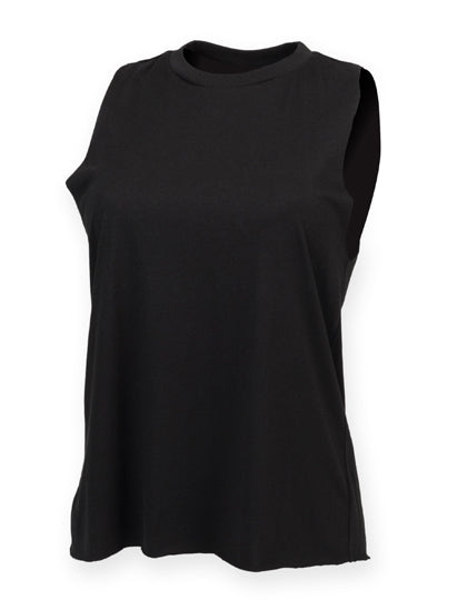 Women´s High Neck Slash Armhole Vest in Black, Größe XXL