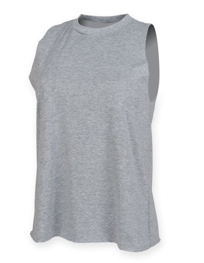 Women´s High Neck Slash Armhole Vest in Heather Grey, Größe XXL