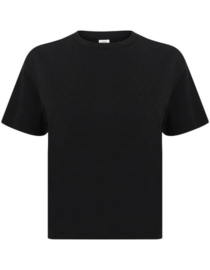 Women´s Cropped Boxy T in Black, Größe XL