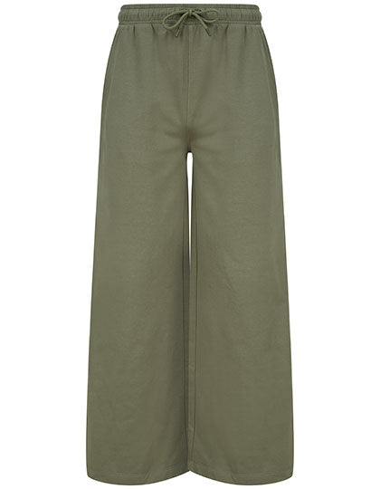 Women´s Sustainable Fashion Wide Leg Joggers in Khaki, Größe XXL