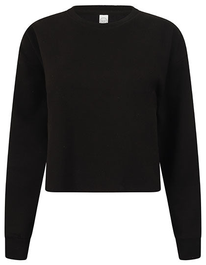 Women´s Cropped Slounge Sweat in Black, Größe XL