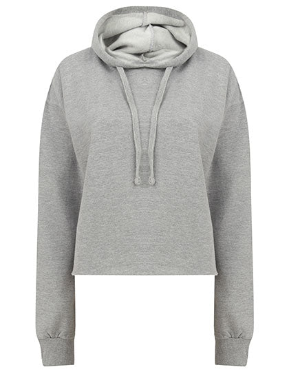 Women´s Cropped Slounge Hoody in Heather Grey, Größe XL