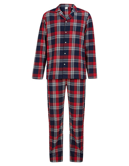 Men´s Tartan Lounge Set in Red-Navy Check, Größe XXL