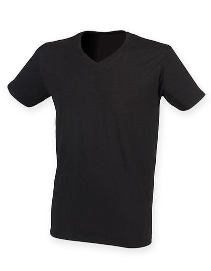 Men´s Feel Good Stretch V-Neck T in Black, Größe XXL