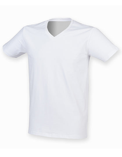 Men´s Feel Good Stretch V-Neck T in White, Größe XXL