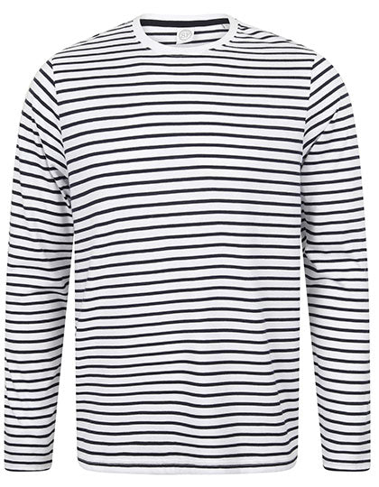 Unisex Long Sleeved Striped T in White, Größe XXL