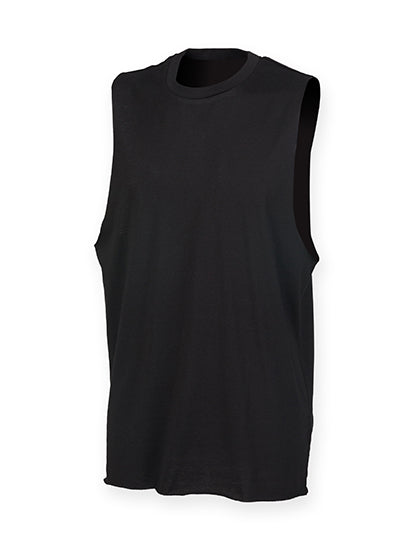 Men´s High Neck Slash Armhole Vest in Black, Größe XXL