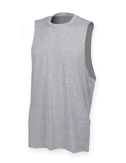 Men´s High Neck Slash Armhole Vest in Heather Grey, Größe XXL