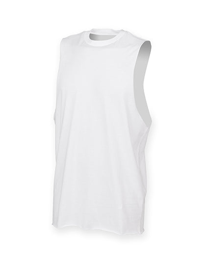 Men´s High Neck Slash Armhole Vest in White, Größe XXL